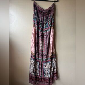 Forever 21+ Patchwork Design Strapless Maxi Dress